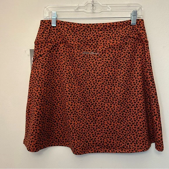 New Eddie Bauer Kelsey Skirt Burned Orange Animal Print Wrap Front Stretchy Sz M - Picture 5 of 8